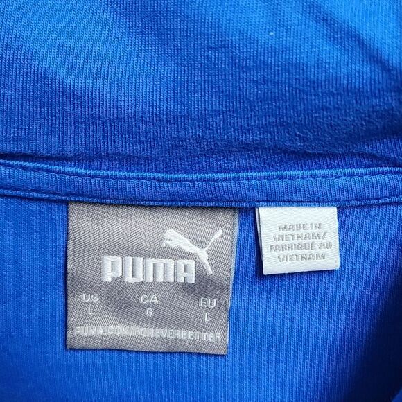 Puma Hooded Sweatshirt Mens Sz L Blue 1/4 Zip Long Slv Hoodie Pockets Pullover - Picture 12 of 12